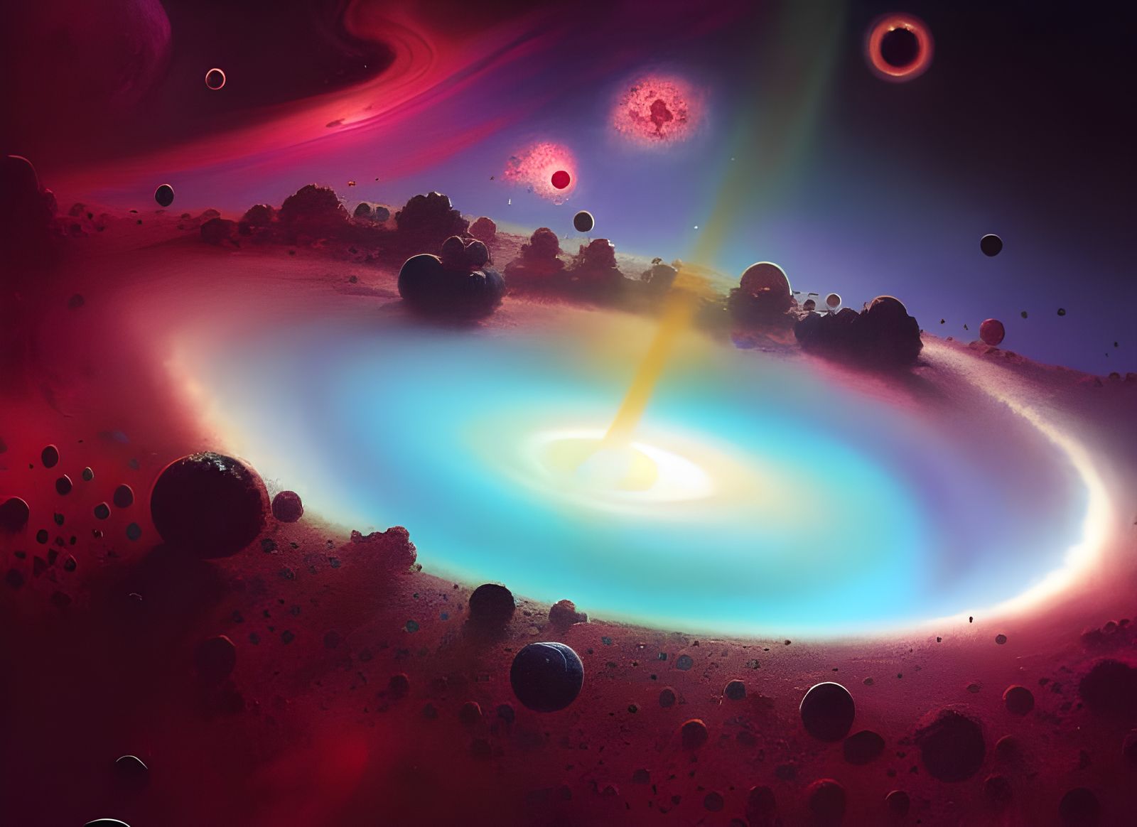 Epic Black Hole in Cosmic Nebula Scene