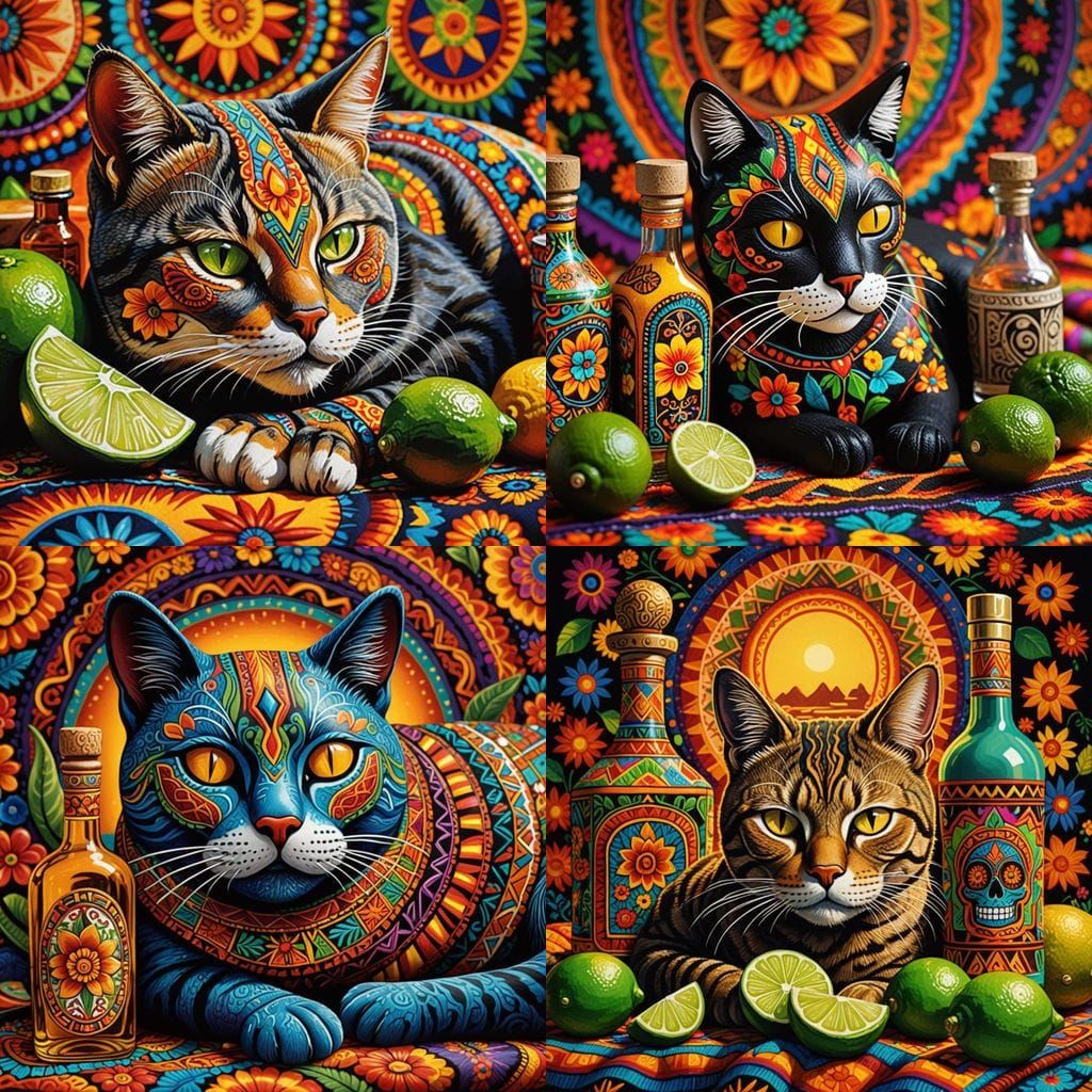 Chicano Art: Cat, Tequila, and Day of the Dead