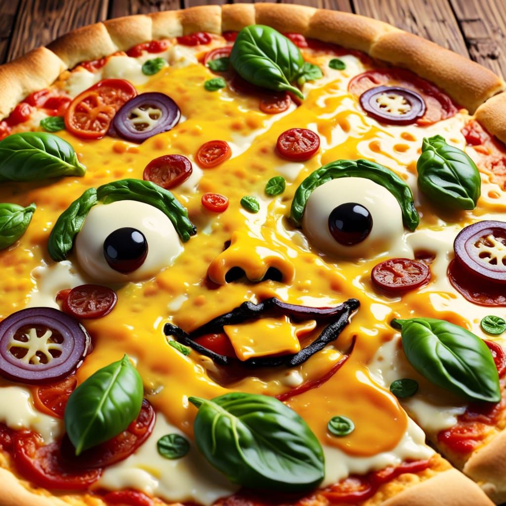 Playful Pizza Face in Pop Art Style