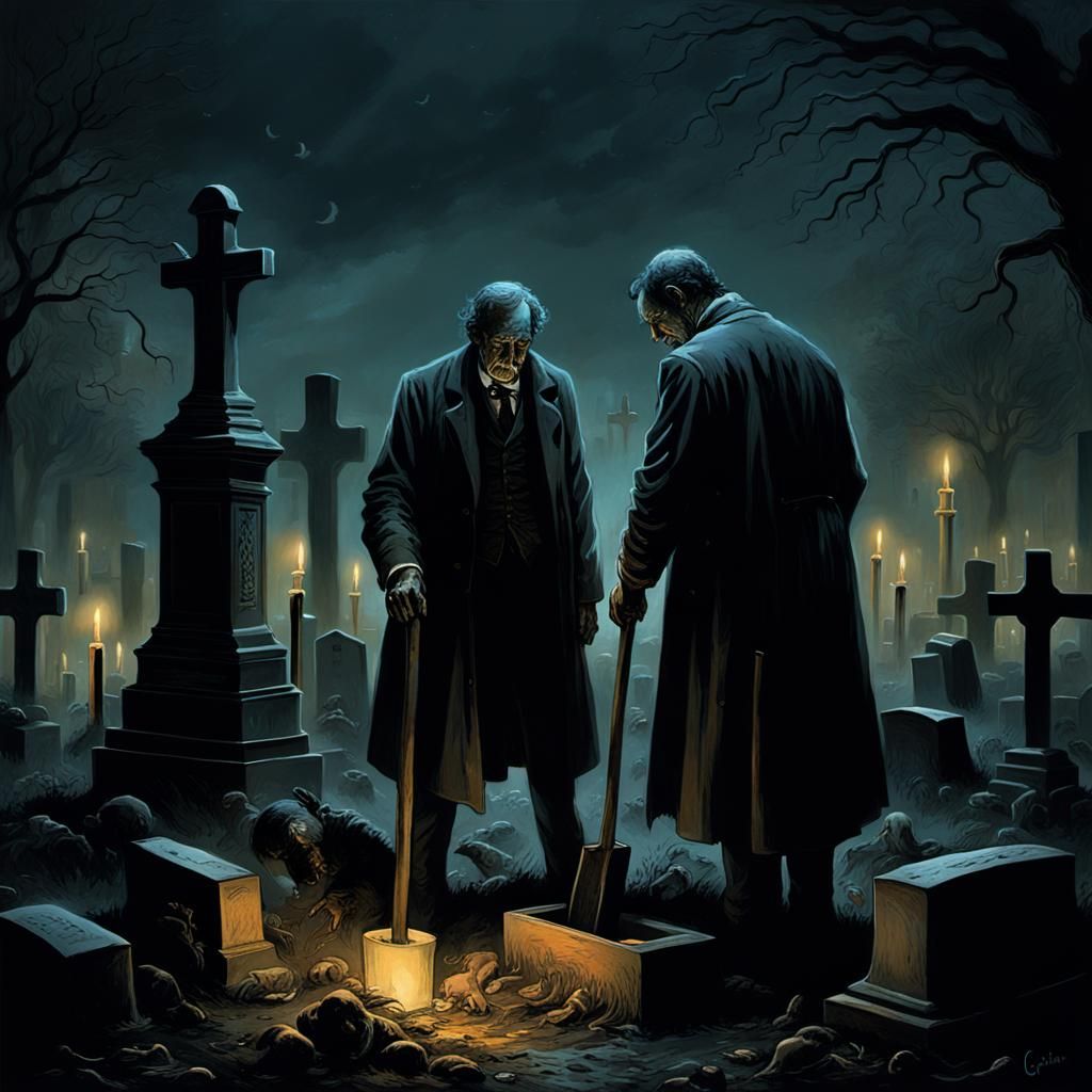 Night Grave Robbery: Academic Painting in Clair Obscur