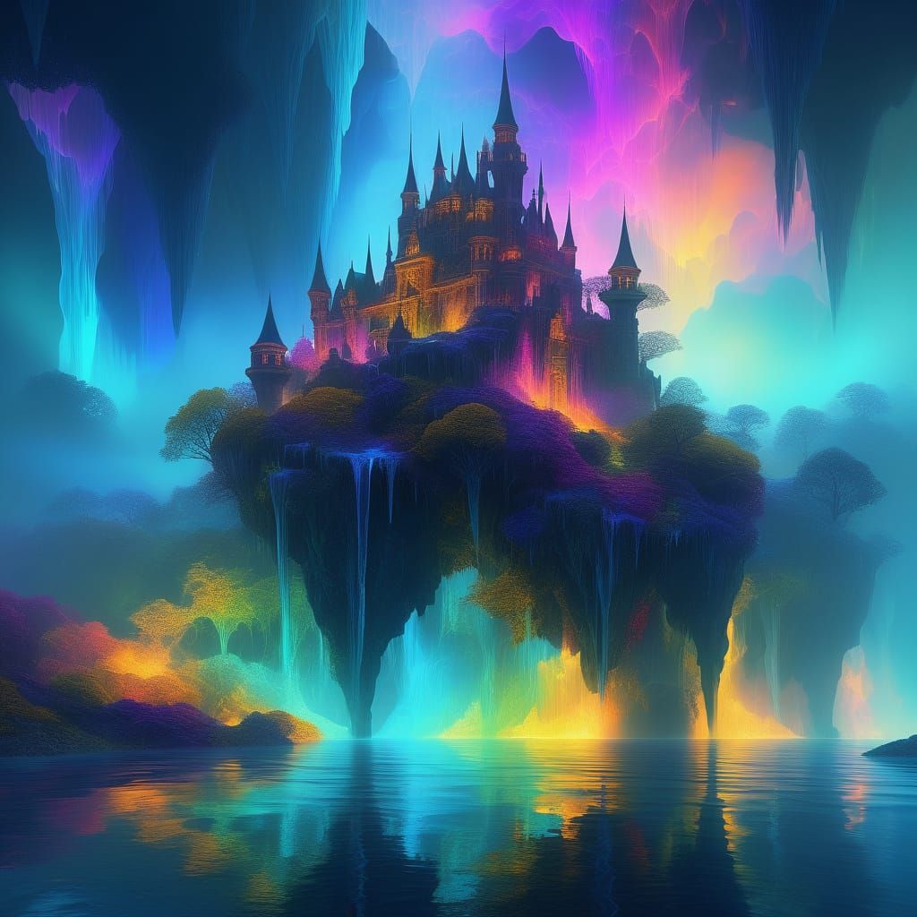 Floating Castle Island with Fractal Details