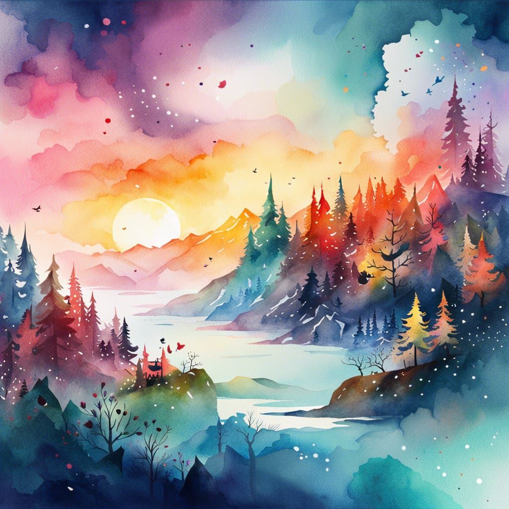Epic Watercolor Digital Illustration in 4D 16k