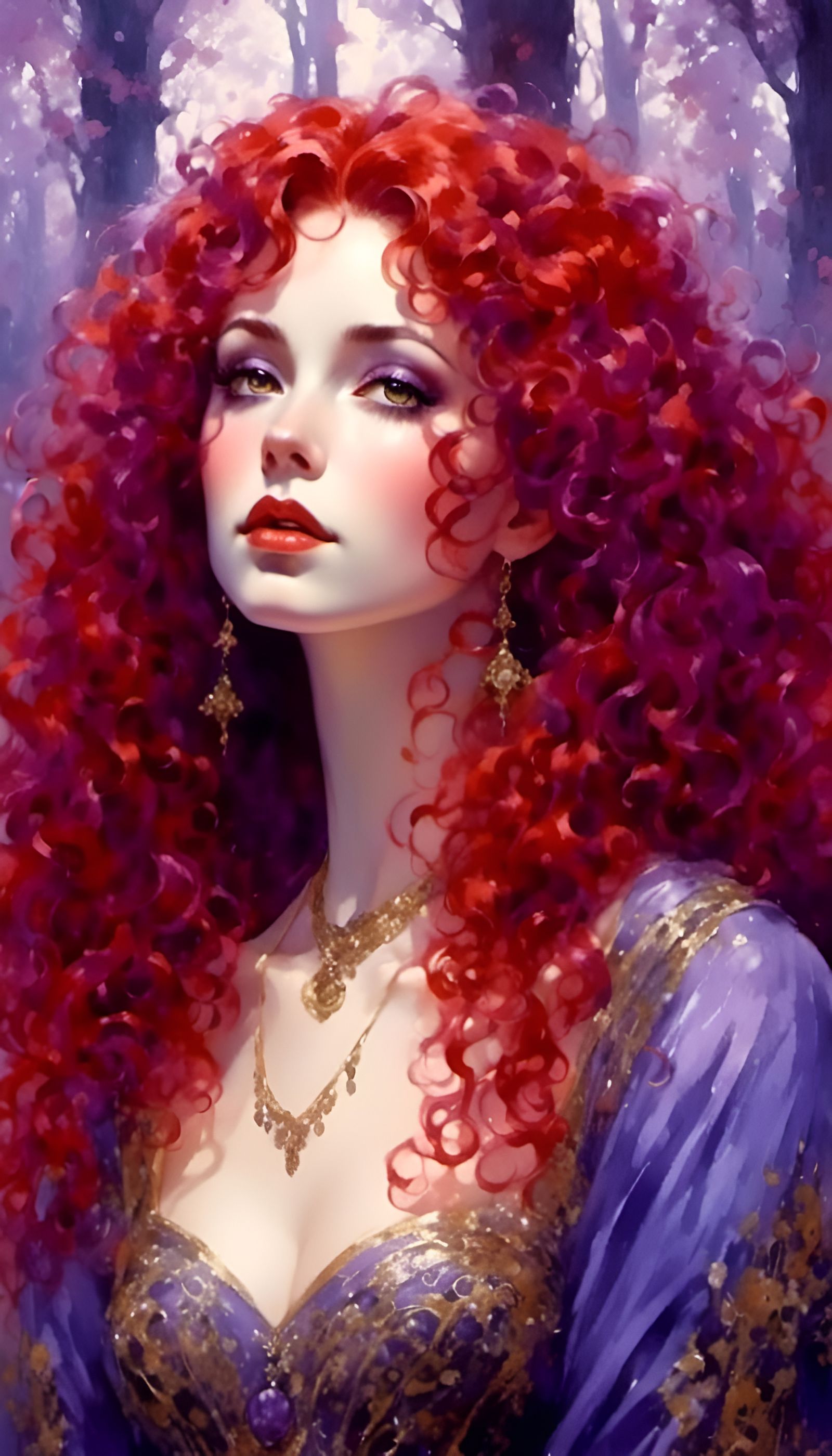 Victorian Witch Portrait with Purple Hair