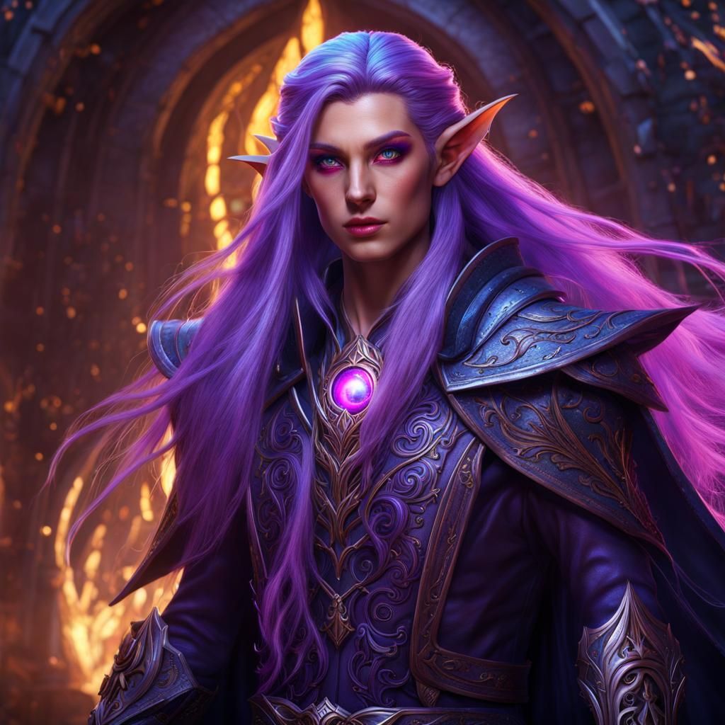 Eladrin Elf Wizard with Flowing Hair: Fantasy Art