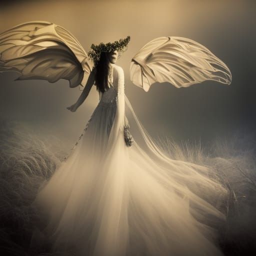 Infrared black and white photography,  Portrait of a  fairy ...