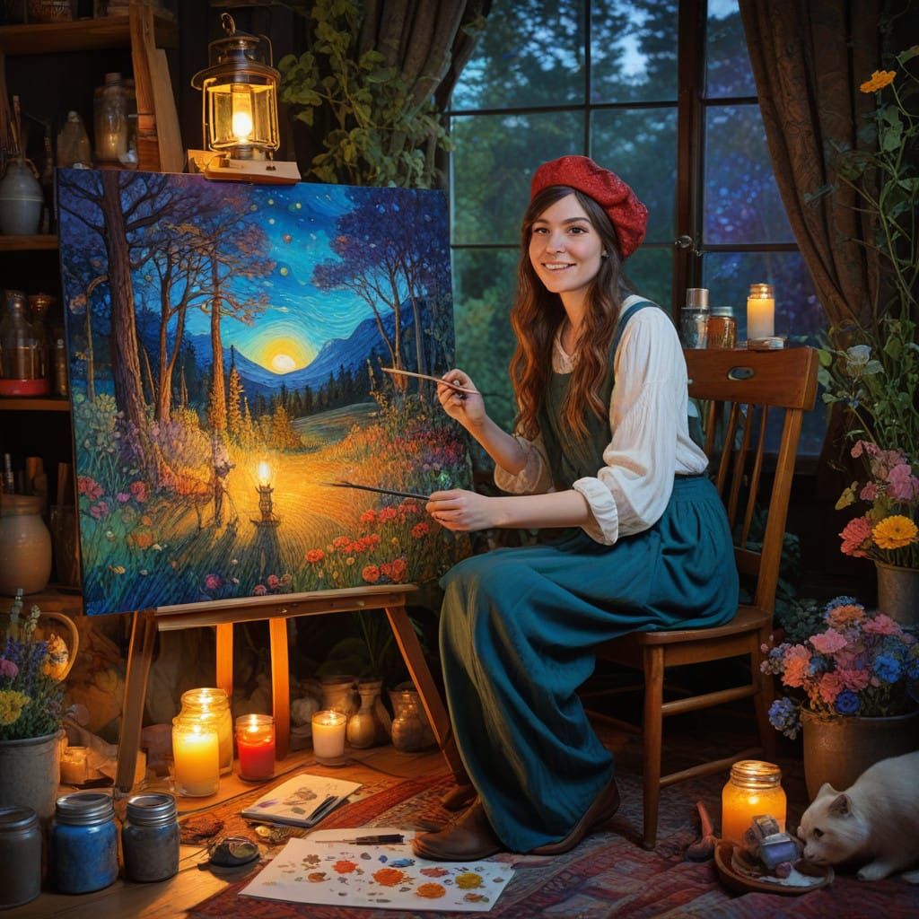 Whimsical Artist's Studio in Magical Forest Style