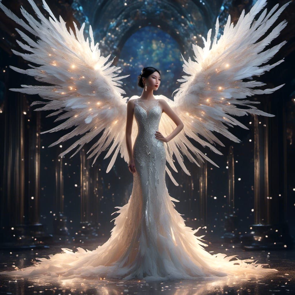 Korean Woman in Rainbow Galaxy Wedding Dress