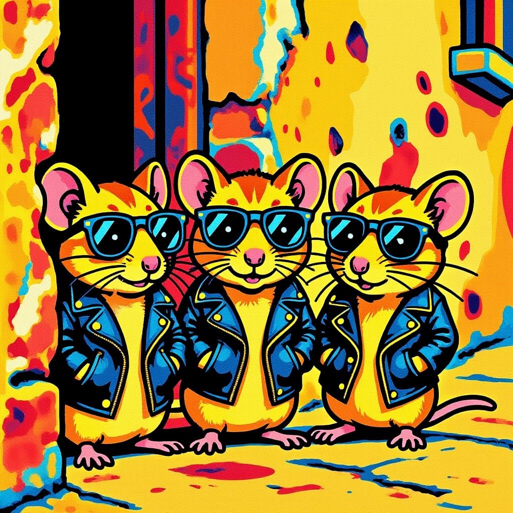 Mice Rocking Sunglasses: Vintage Poster Art