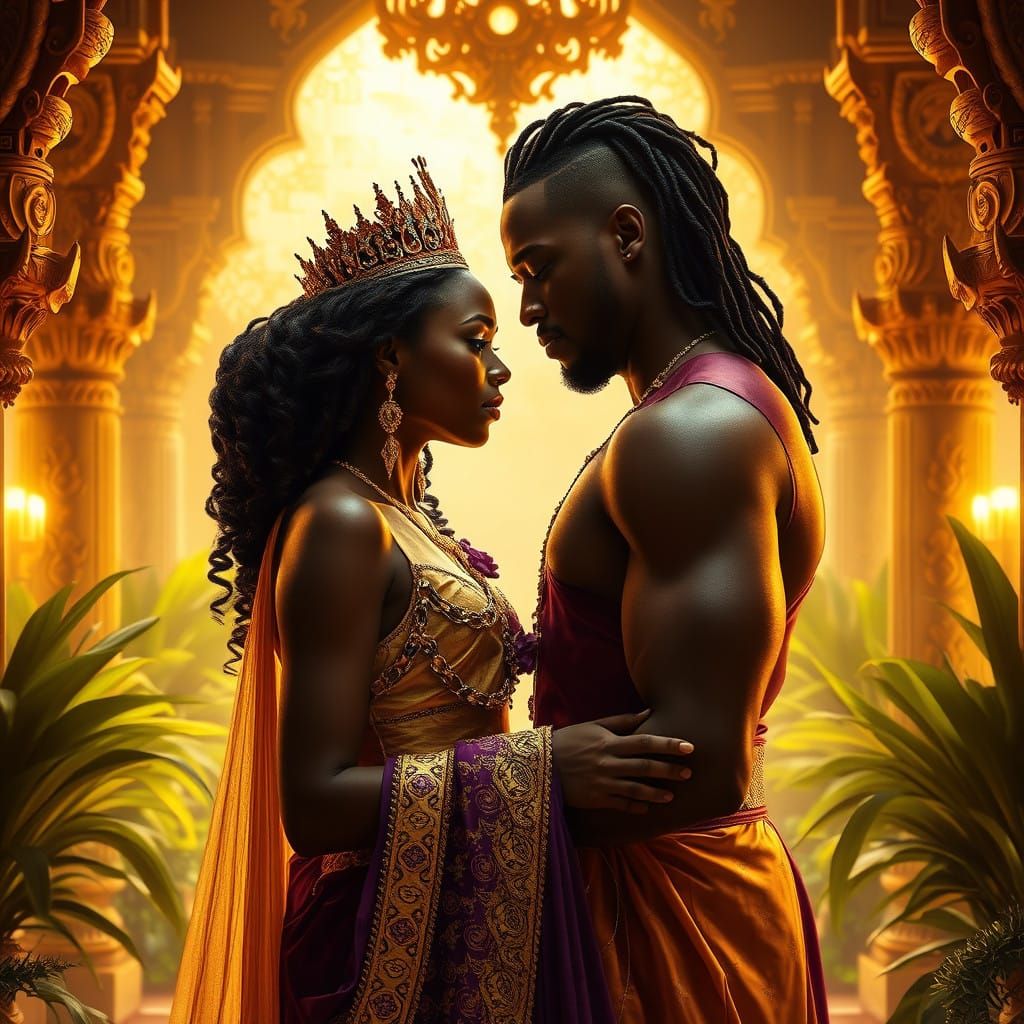Ebony Goddess Falls for Handsome God in Cinematic Romance
