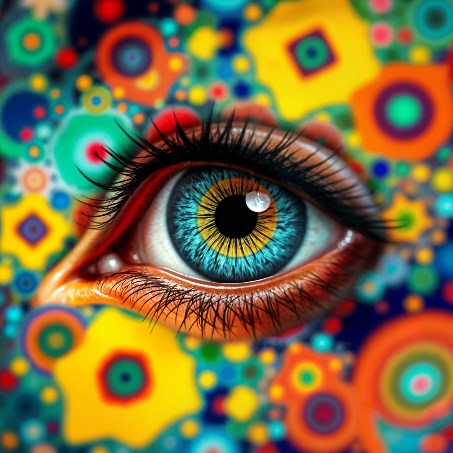 Vibrant Eye Art in Abstract Digital Style