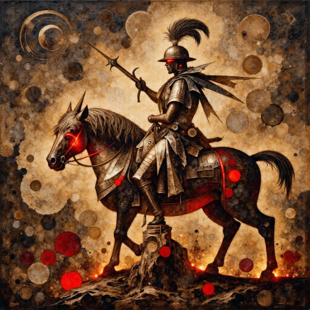 Abstract Trojan Warrior in Coffee Stain Style