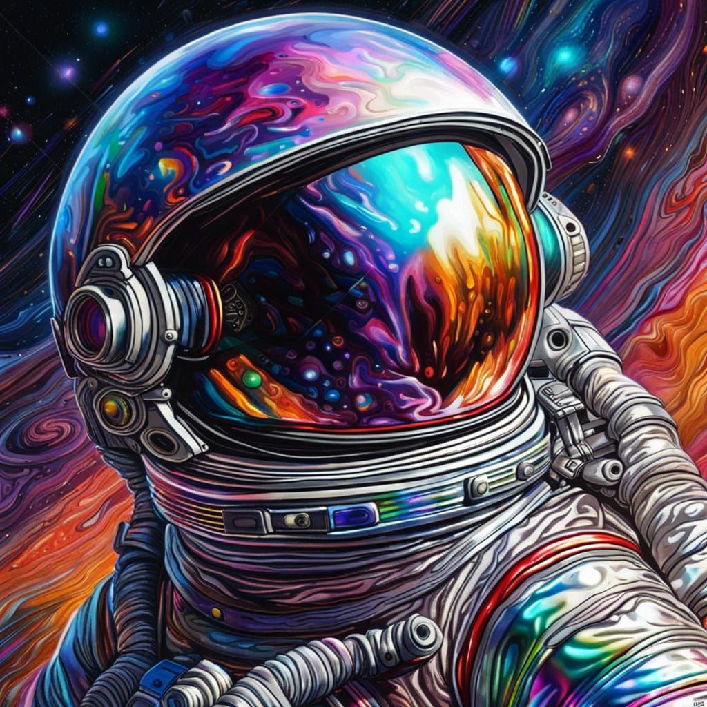 Iridescent Astronaut in Deep Space