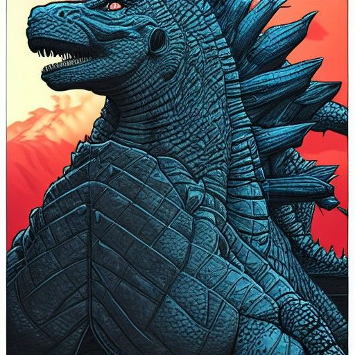 Godzilla in Comic Book Art Style
