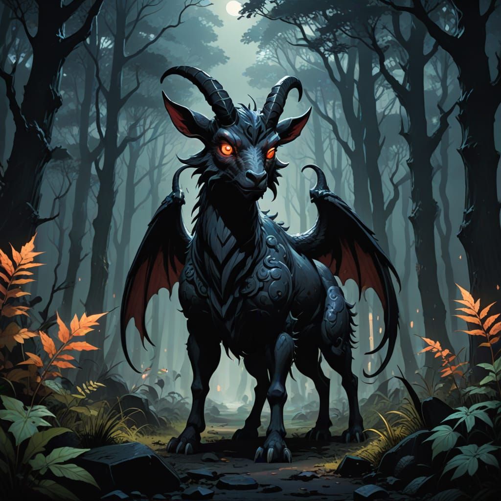 Vibrant Chibi Jersey Devil in Dark Fantasy Anime Style