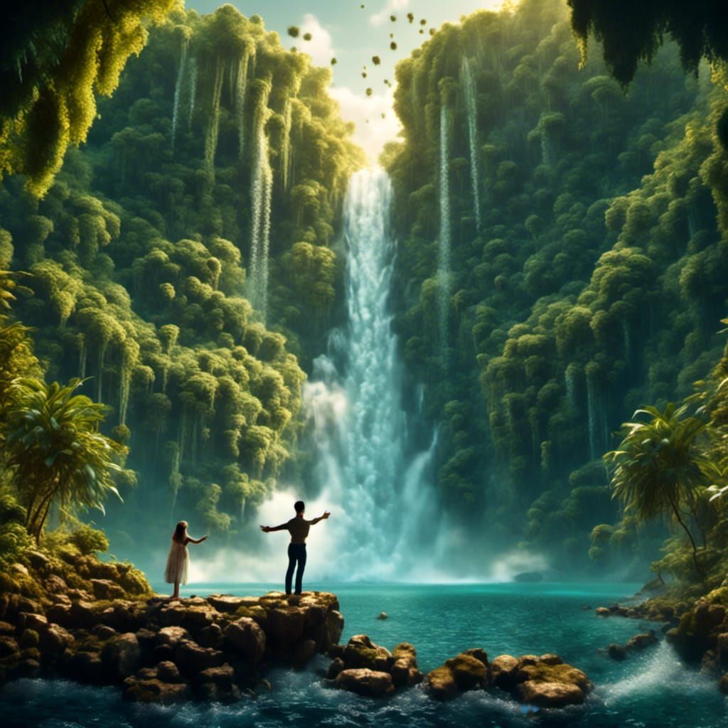 Waterfall Zen: A Surreal Matte Painting