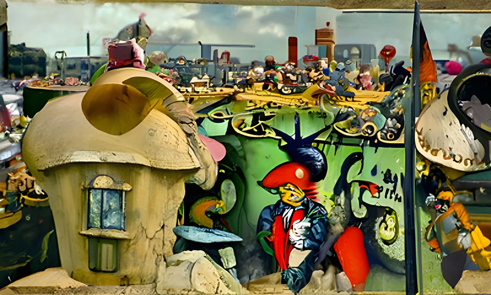 Dystopian Fairy Tale: Surreal Cityscape in Whimsical Style