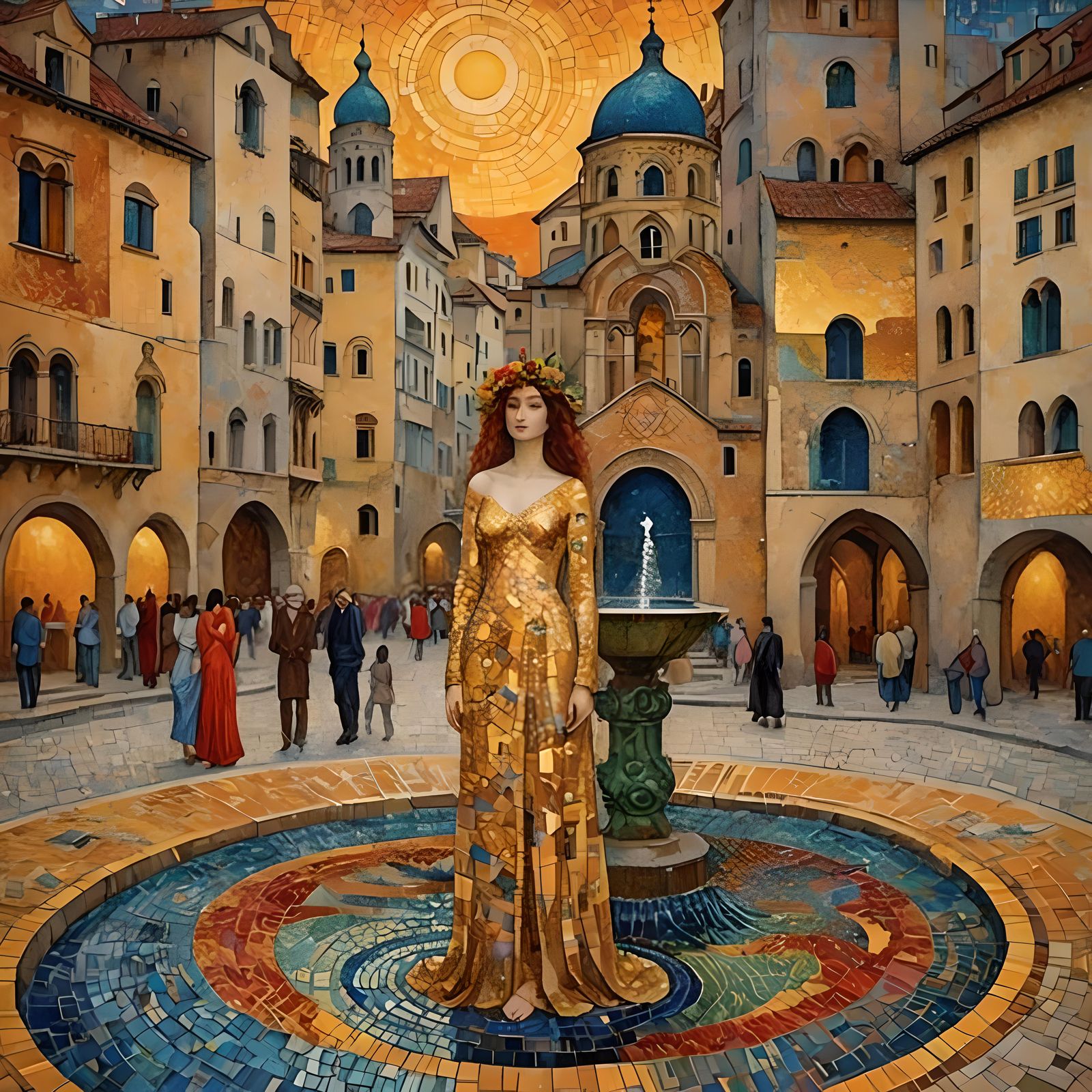 Abstract Mosaic Paradise in Klimt Style