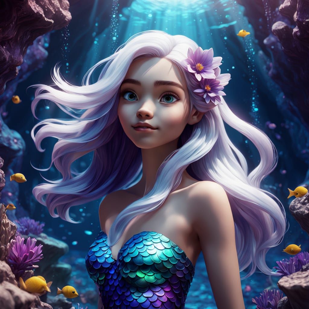 Pixar-Inspired Mermaid Concept Art in Dreamlike Aquatic Wond...