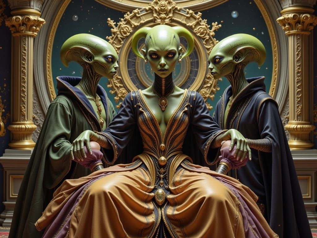 Alien Nobility in Baroque Style, Oil Painting