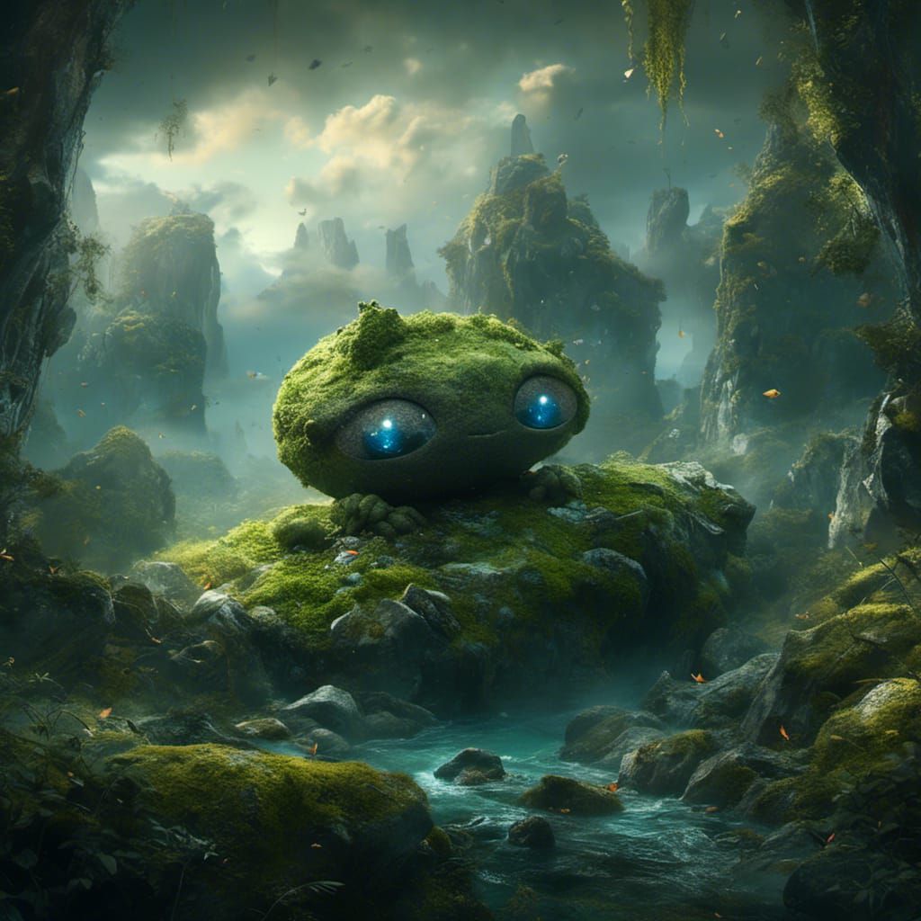 Mossy Rock Elemental Emerges in Dramatic Landscape