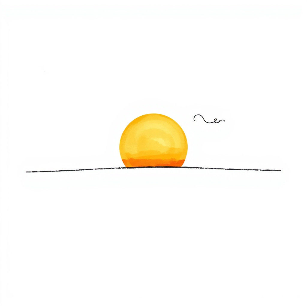 Minimalist Watercolor Sunset with Simple Cloud