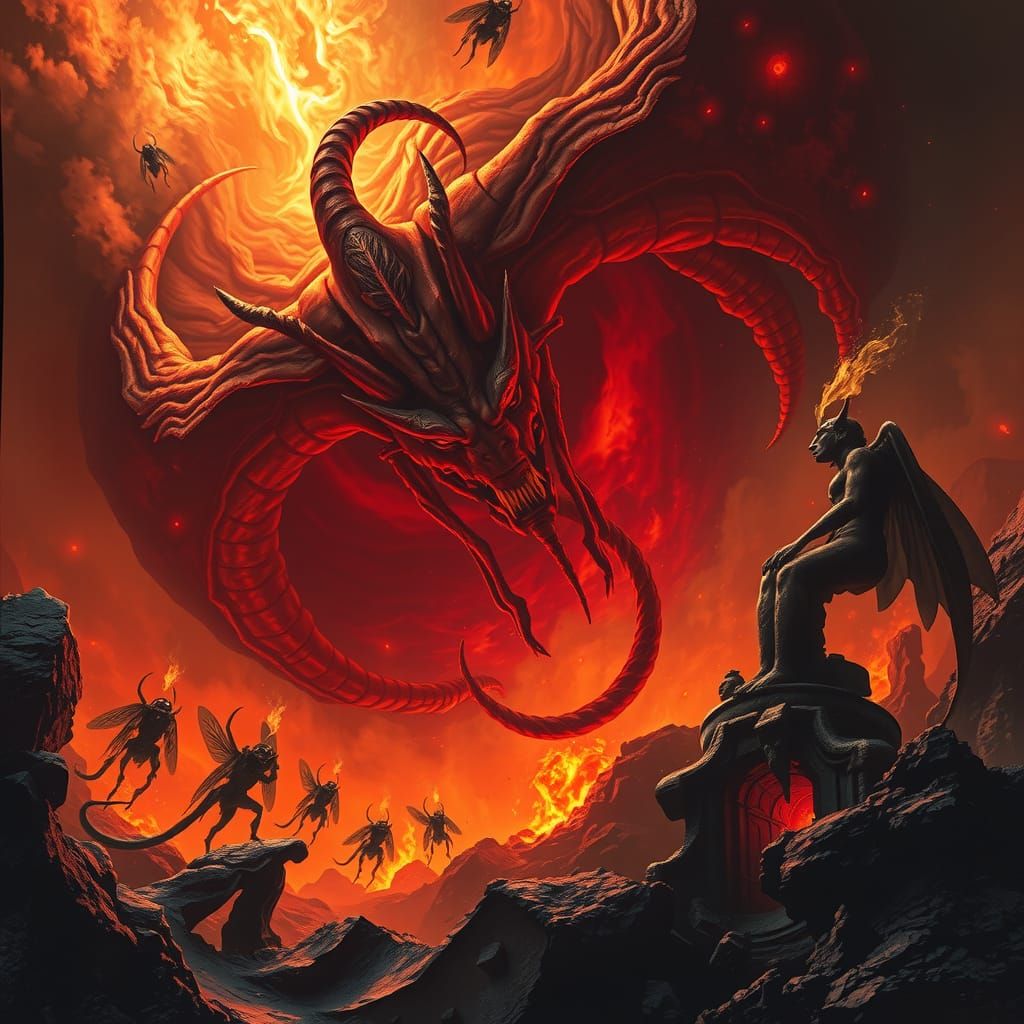 Infernal Vortex: A Dark Surrealist Vision of Hell