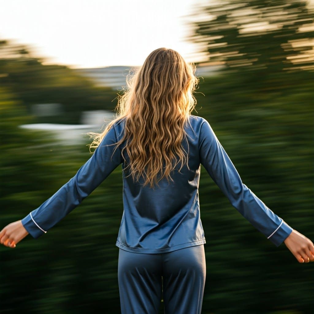 Ethereal Blonde Woman with Motion Blur Effect