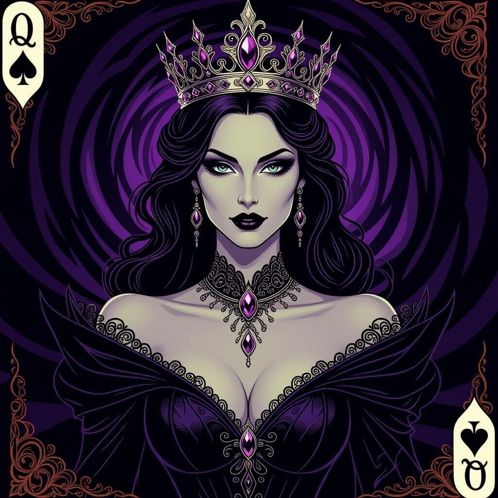 Gothic Queen of Spades Card Art