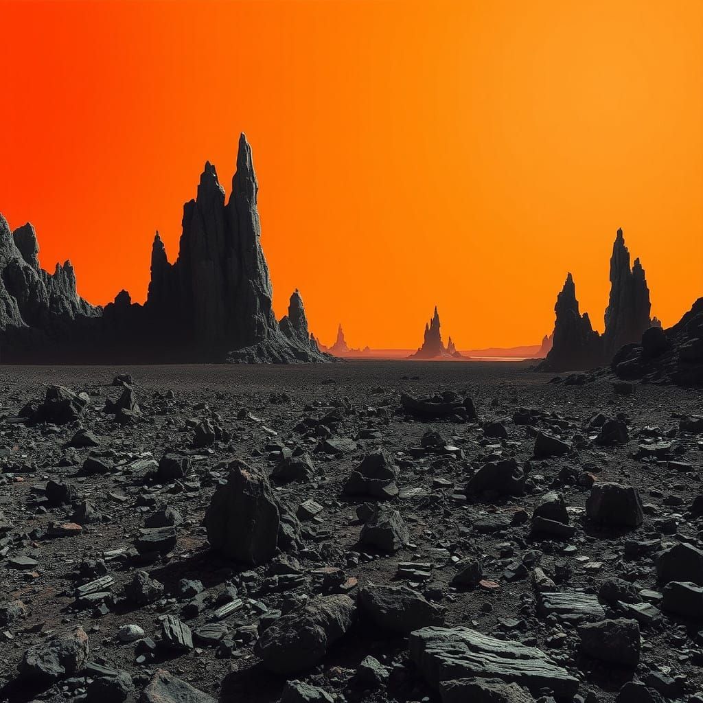Burning Expanse: Monochromatic, Otherworldly Landscape