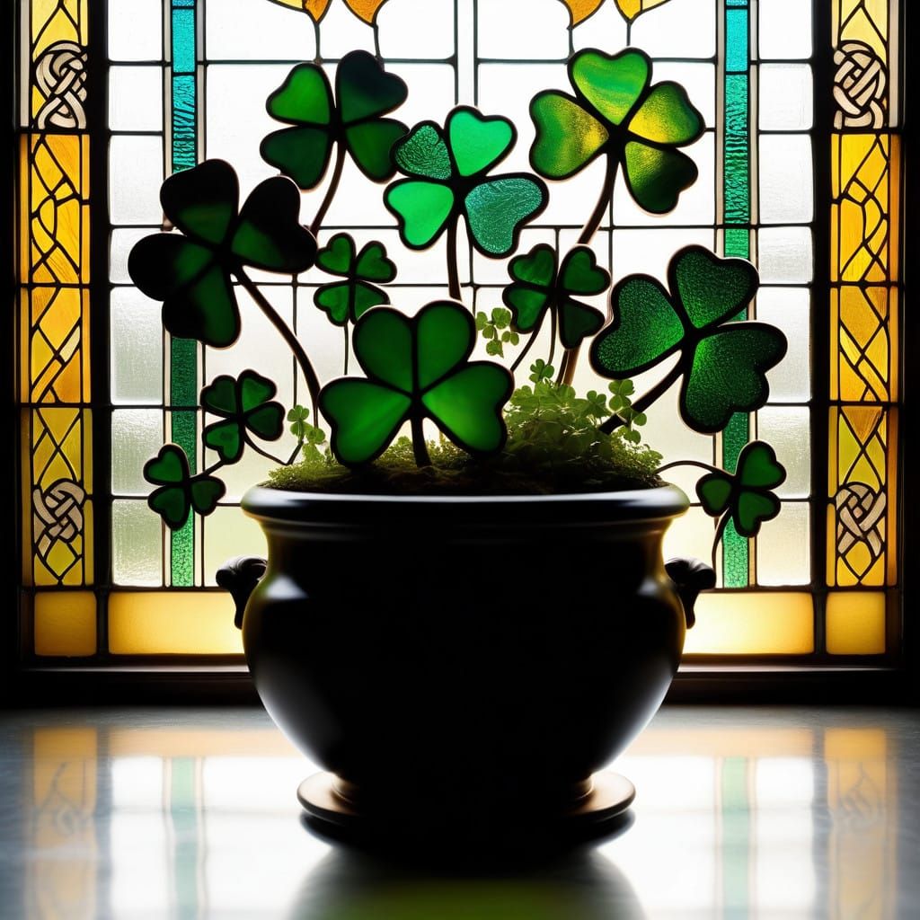 Emerald Shamrock Stained Glass Masterpiece