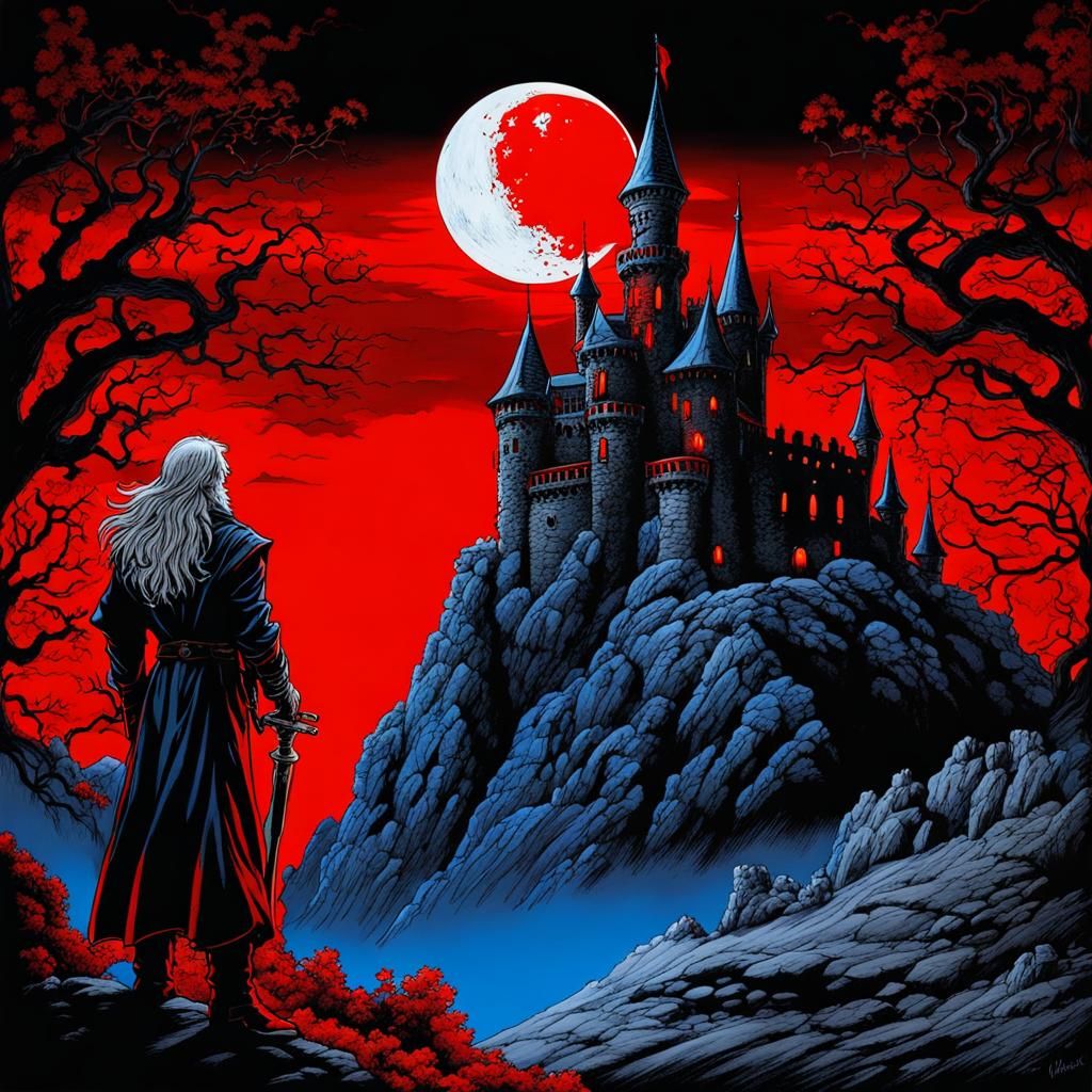 Gothic Castle in Wrightson's Alcohol Ink Style