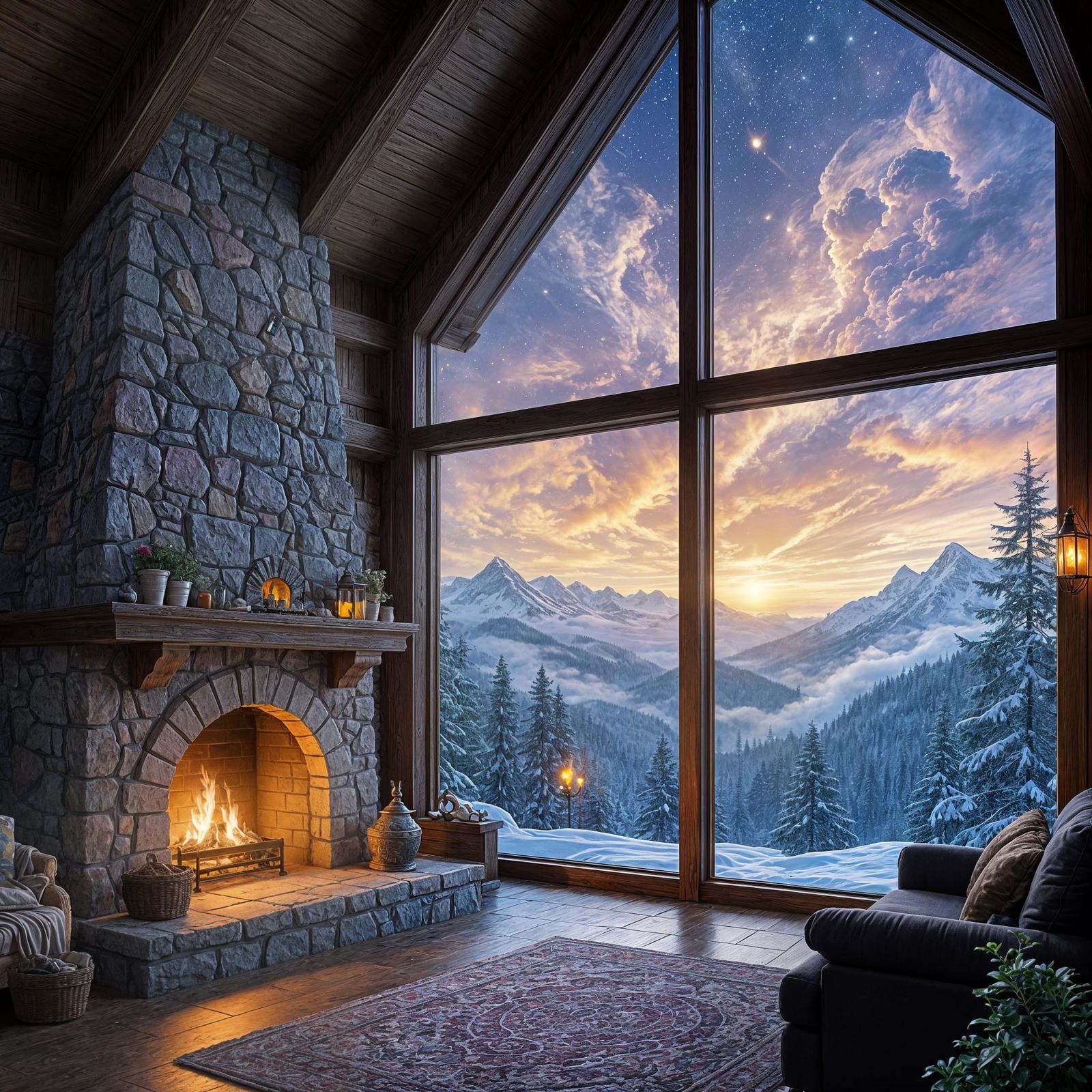 Mountain Cottage Room with Kaleidoscopic Views