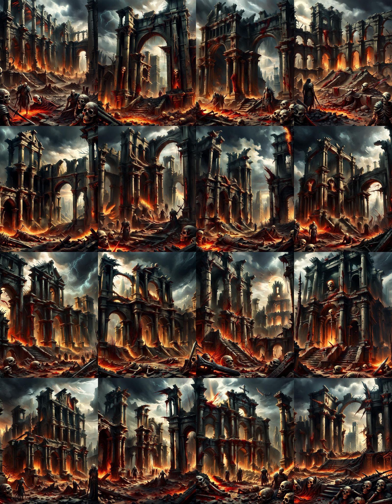 War-Torn Ruins Emerge from Divine Light in Dark Fantasy