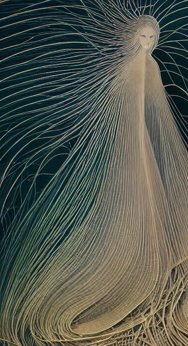 Woman in Mycelium Network: a Watercolor Reflection