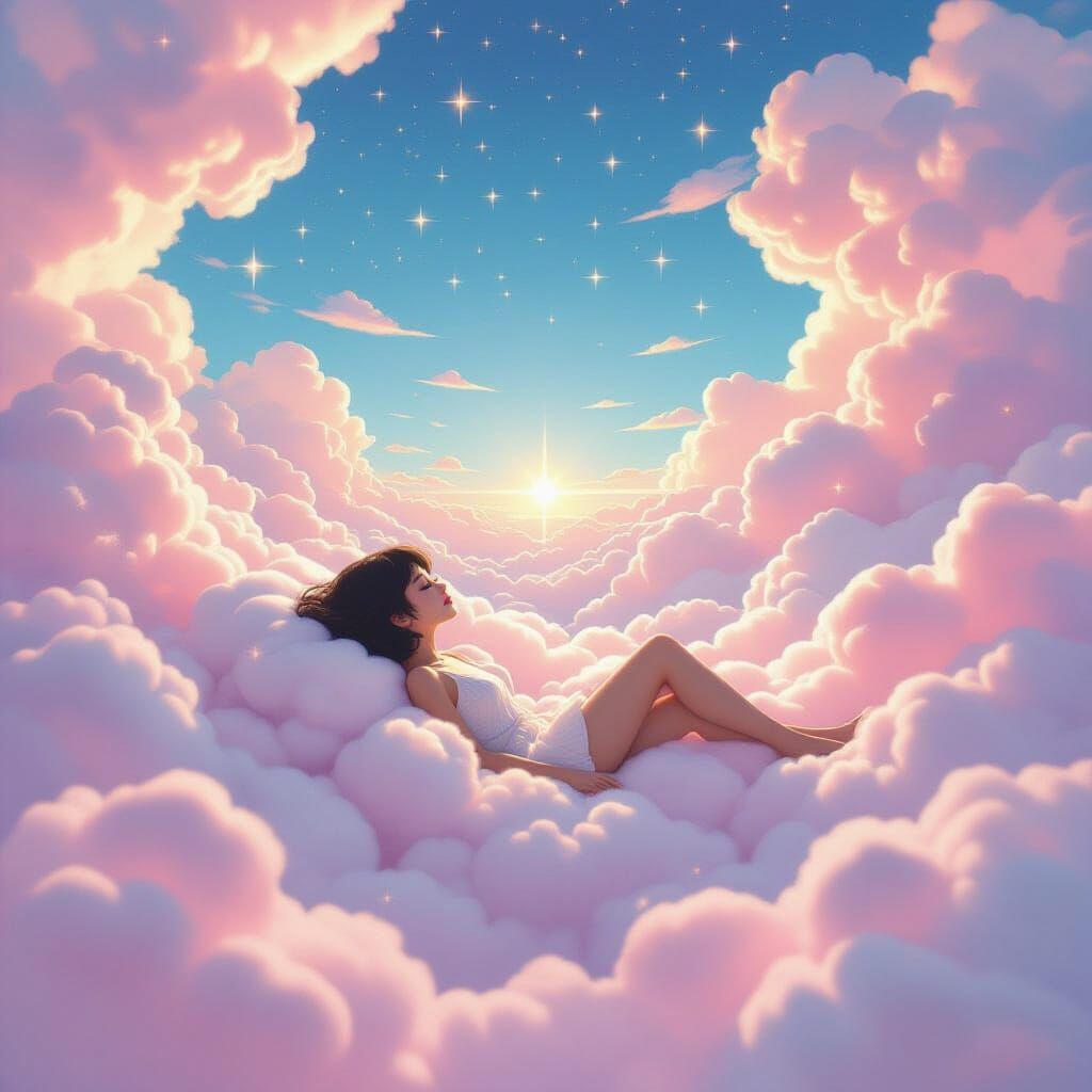 Whimsical Dreamscape Of Cotton Candy Clouds And Starlight