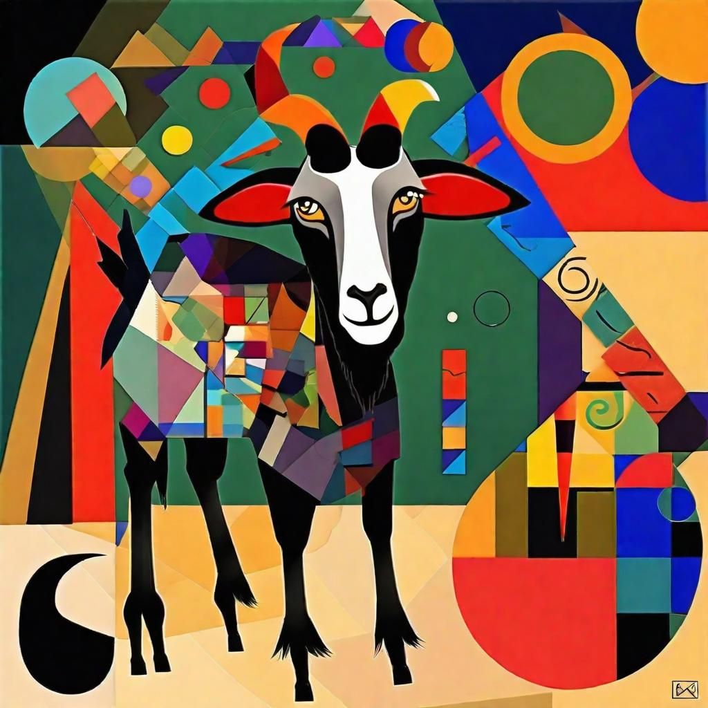 Radiant Goat in Geometric Abstraction: Kandinsky Style
