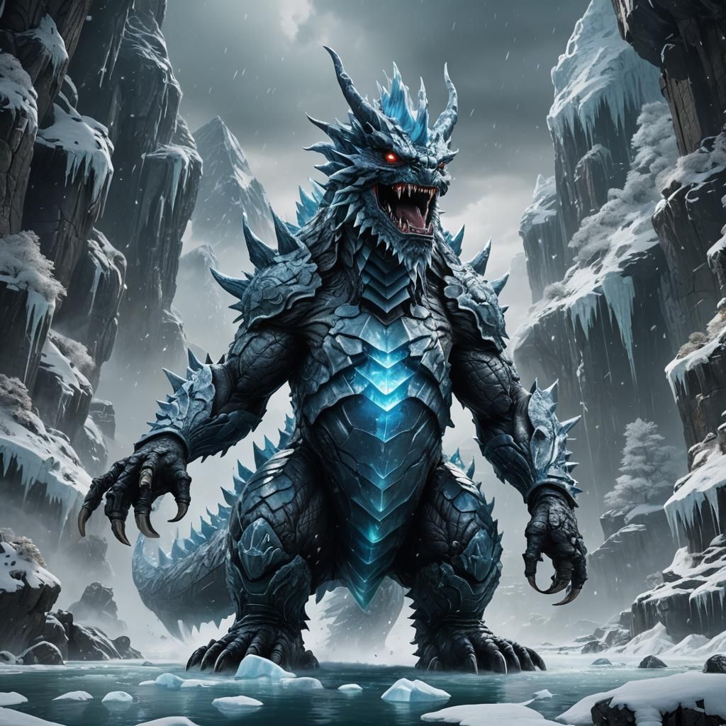 Shimo the Ice Kaiju: Detailed Matte Painting