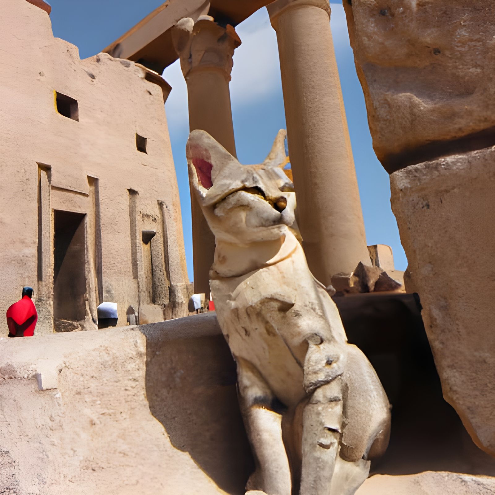 Egyptian Temple Cat in Ancient Style