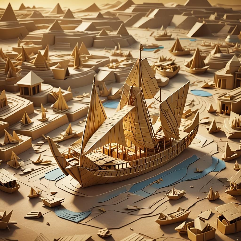 Ancient Egyptian Origami: Ra's Solar Barge Transformation