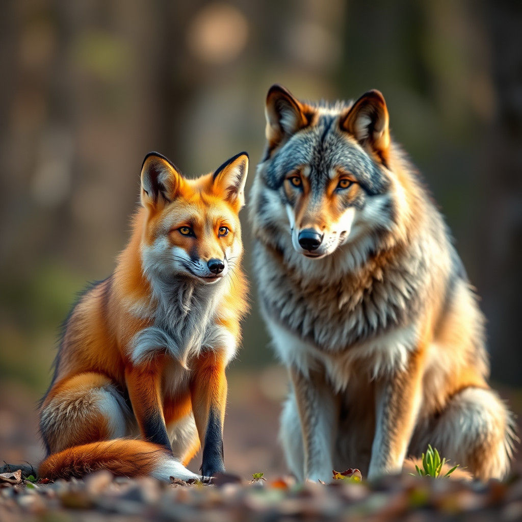 Fox and Wolf Face-Off: Professional Wildlife Photography
