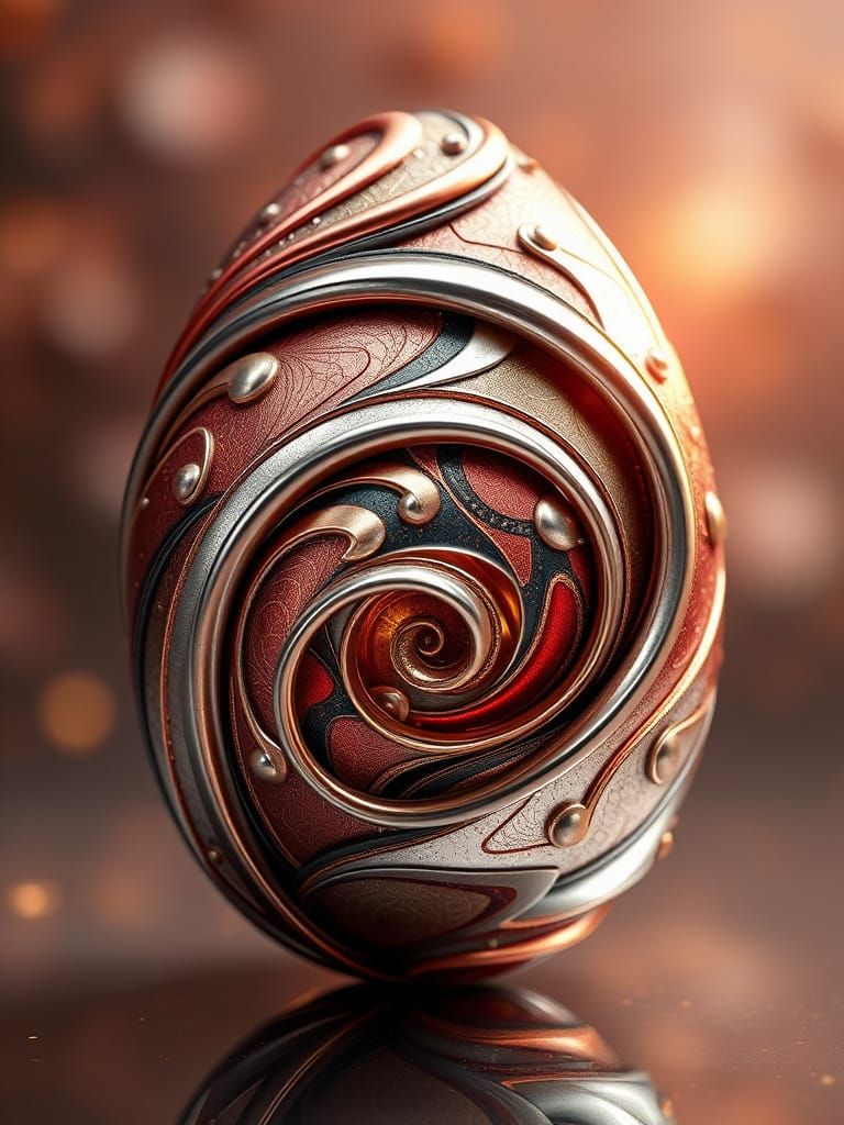 Ethereal Easter Egg in Metallic Silk Textures