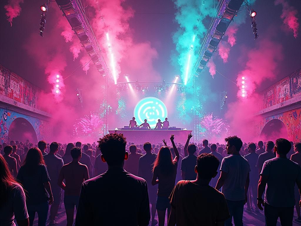 Electric Dreamscape with Neon Graffiti