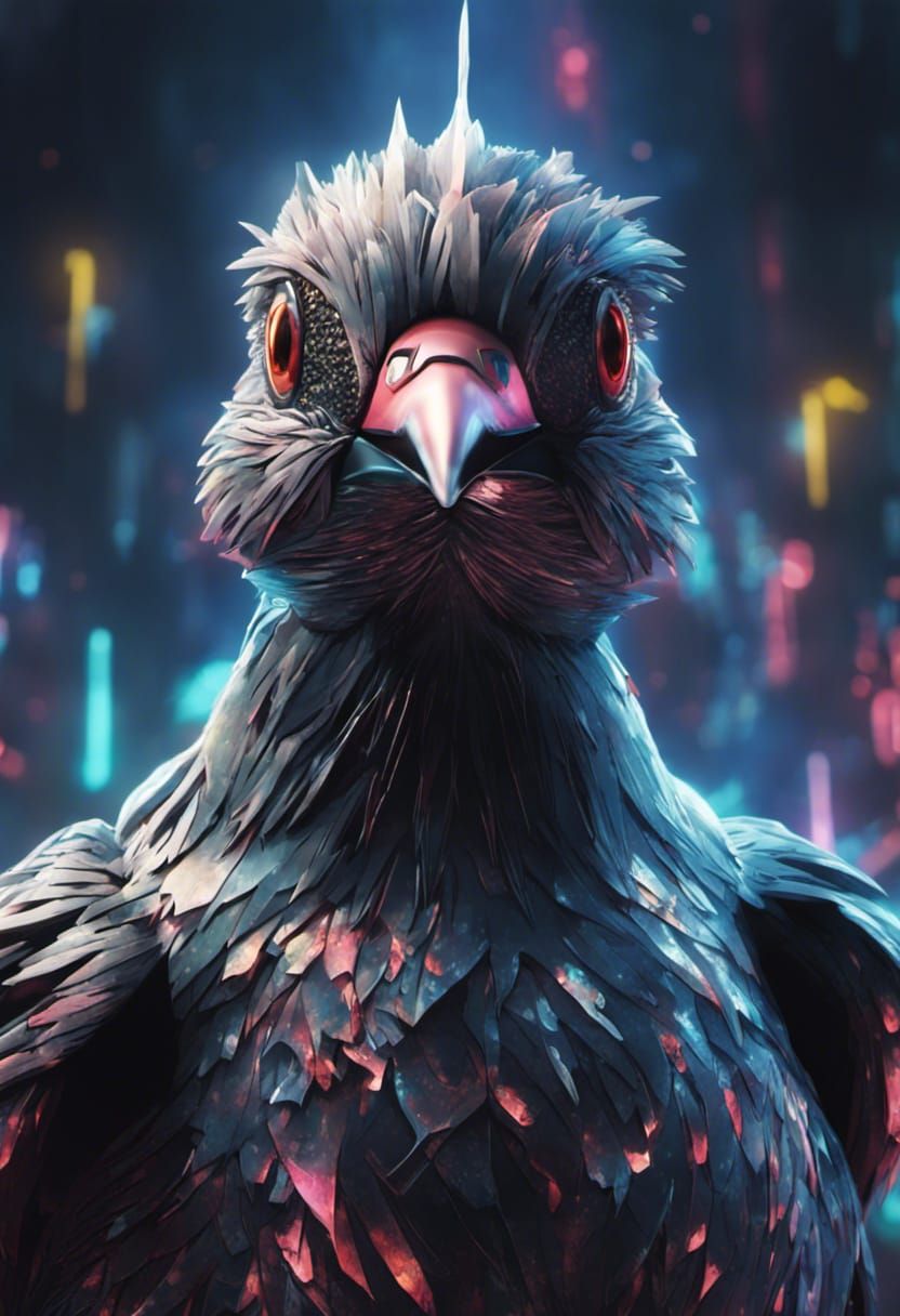 Ornate Neon Pidgeot in Hyperrealistic Concept Art