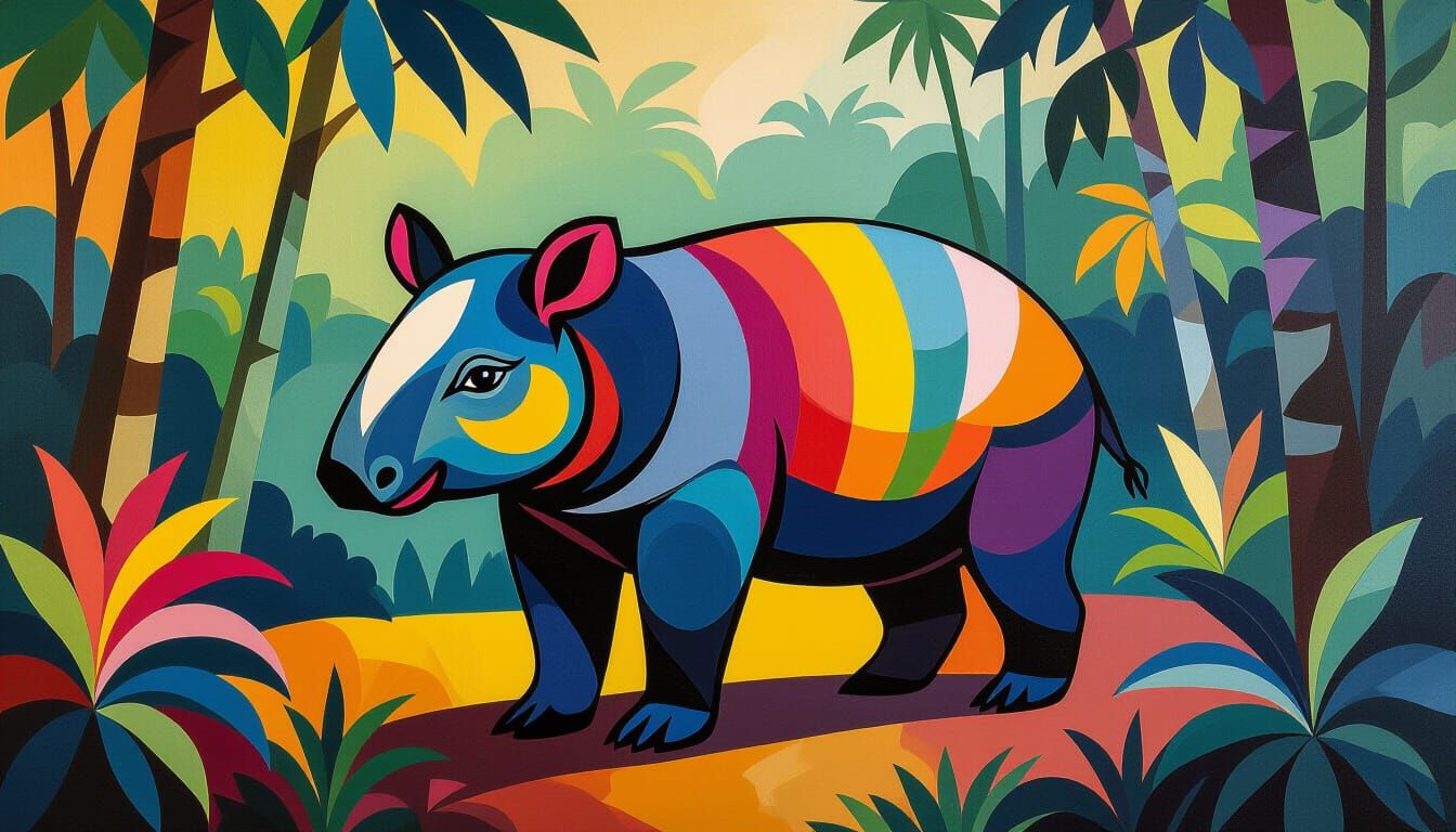 South American Tapir in Expressive Neo-Impressionism