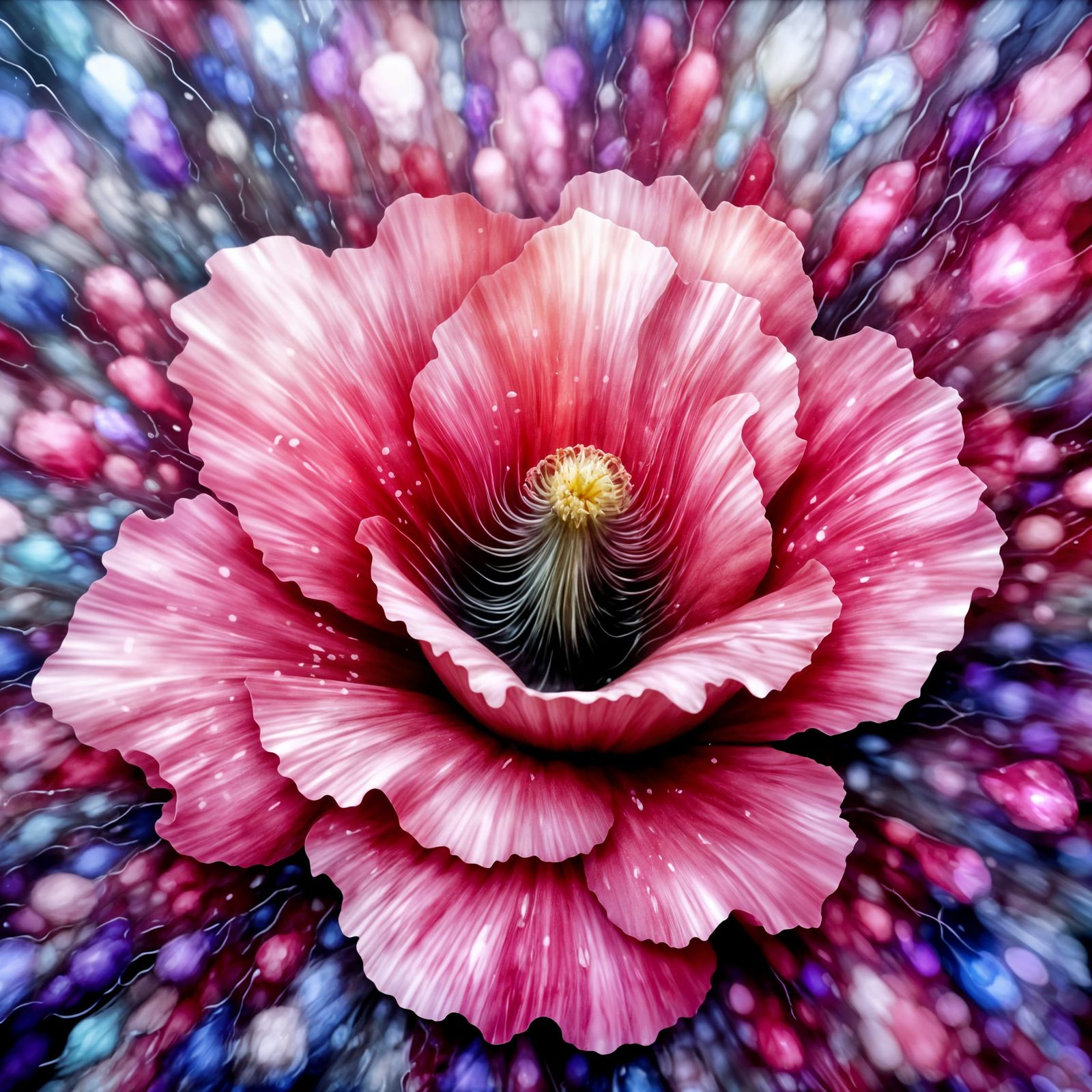 Vibrant Glass Artwork Depicting a Fuchsia Pink Frame