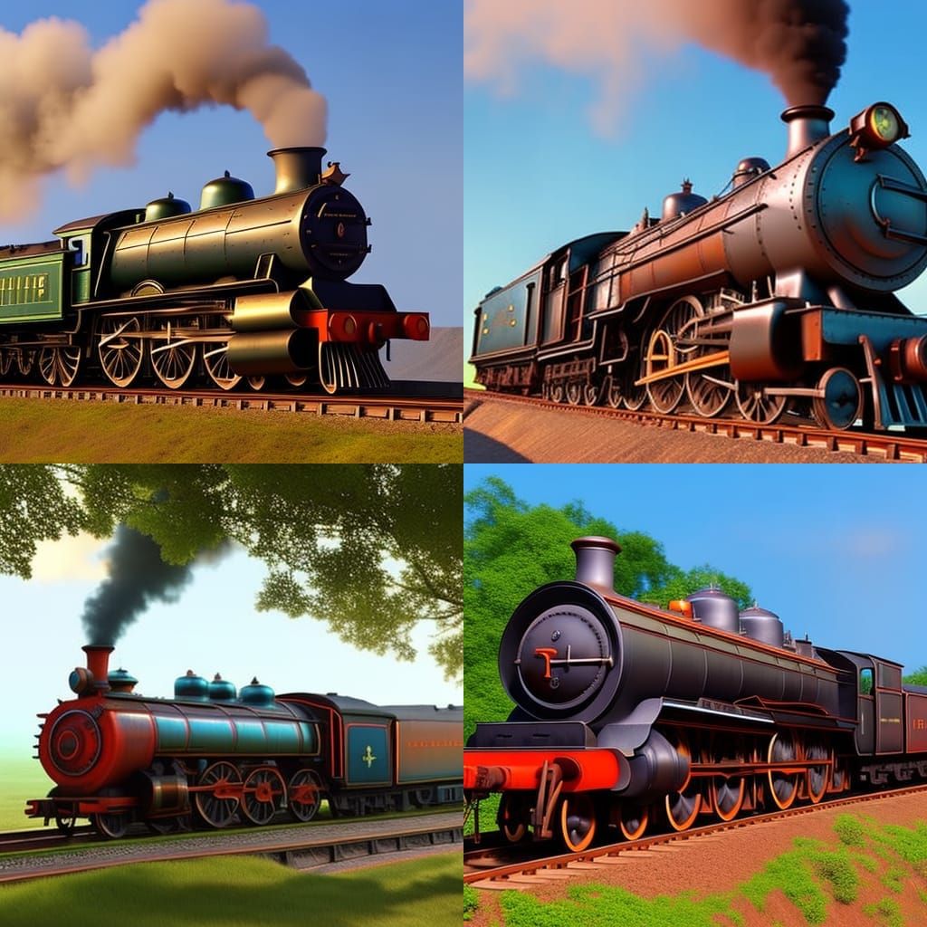 Old Steam Locomotive in Pixar Style