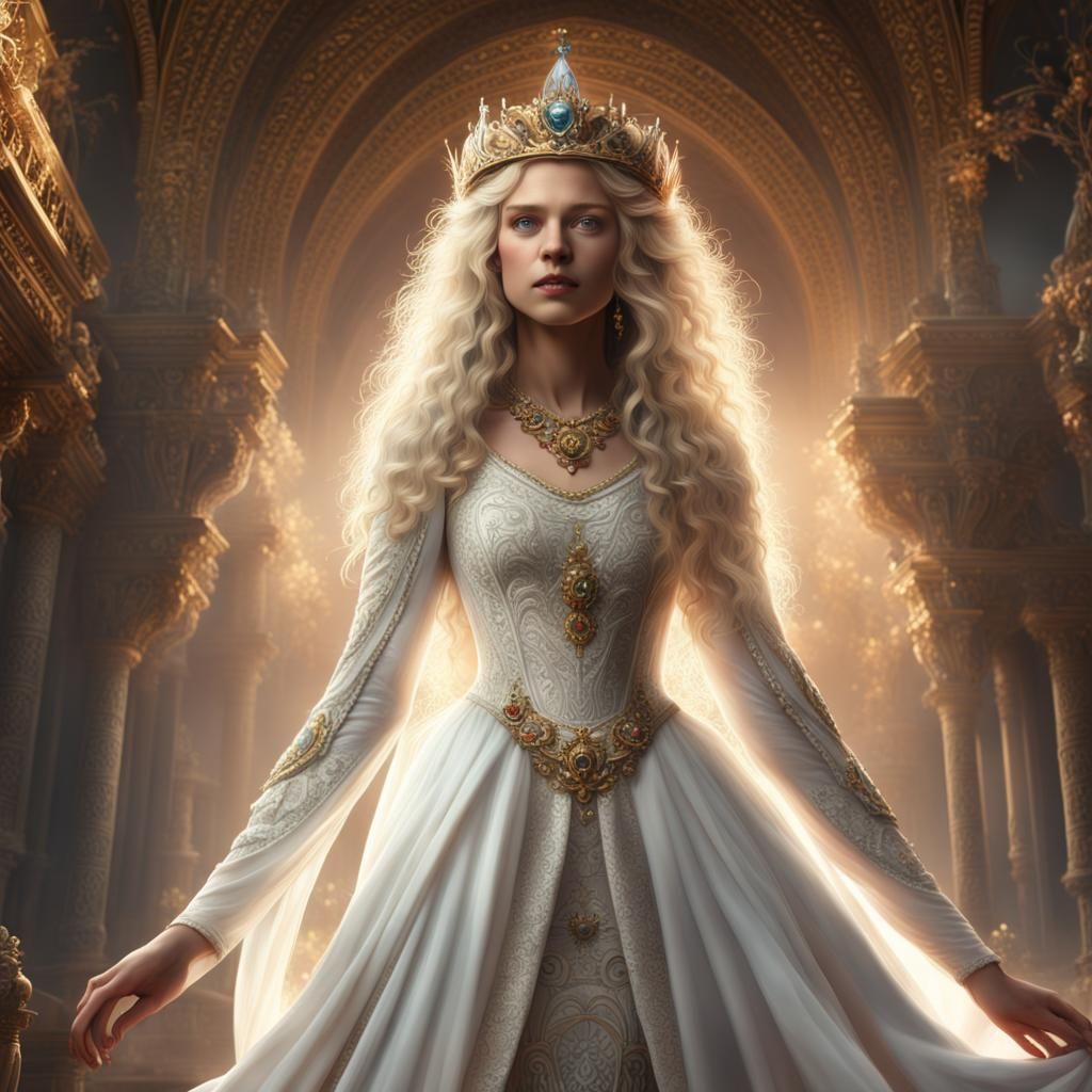 Blond Princess with Crown in Digital Painting