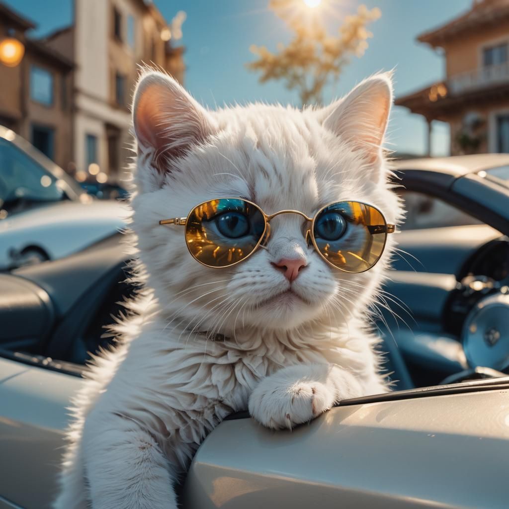 Kitten in Porsche: Fantasy Concept Art