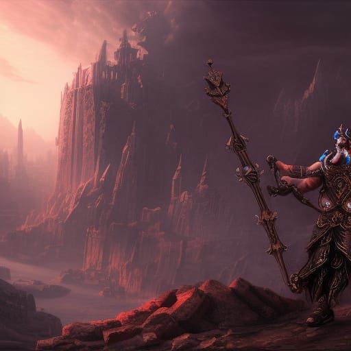Hades Gladiator in Detailed Matte Painting Style