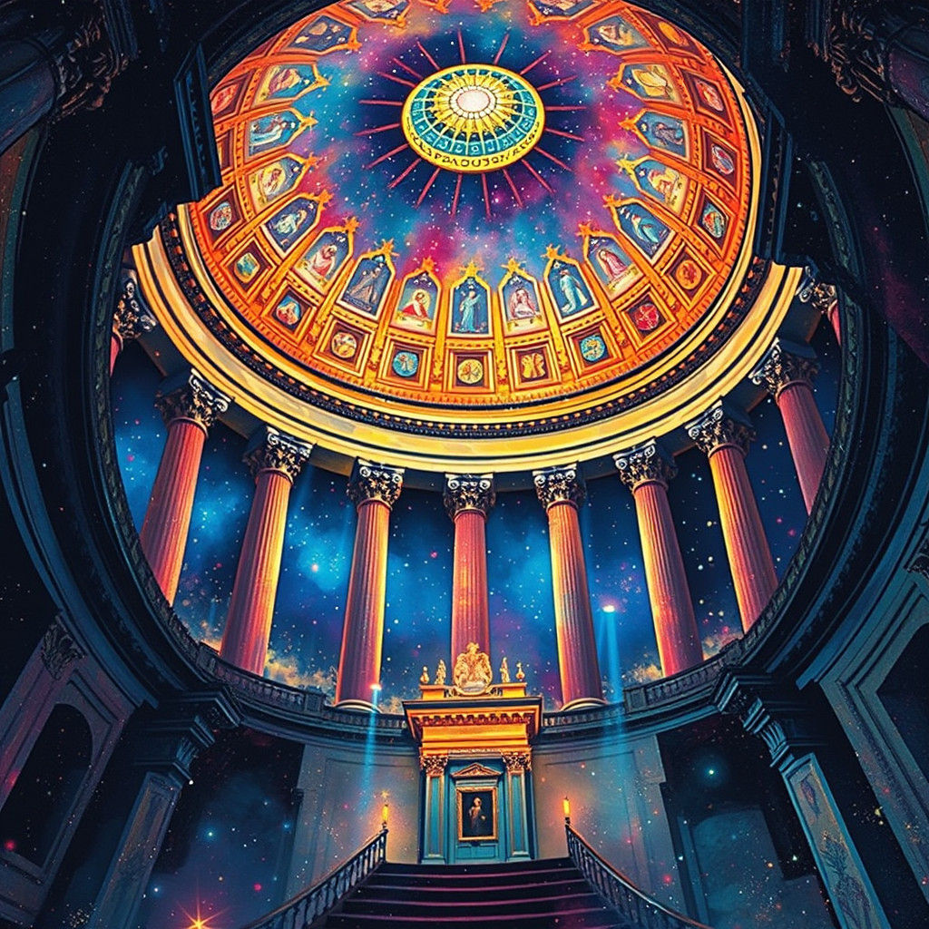 Pantheon Interior with Twinkling Night Sky